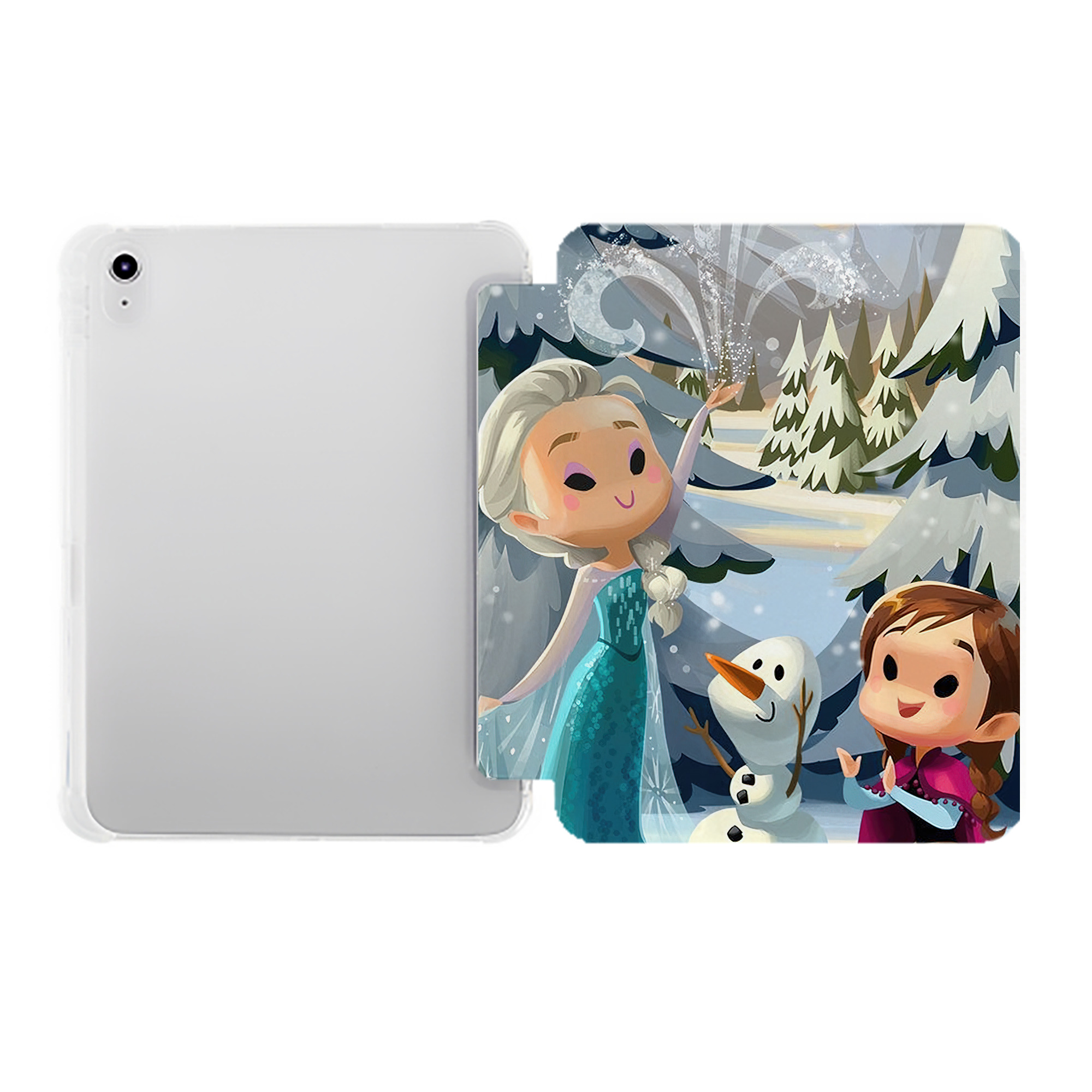 （画像用） アナと雪の女王 アンナ エルサ Frozen Anna Elsa IPad ケース ペン収納付き 三つ折りスタンド PUレザー×シリコン 対応機種9.5/10.5/10.9インチ